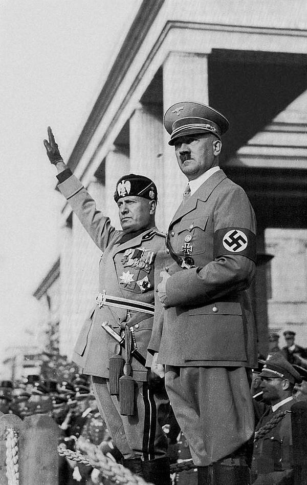 Hitler and Mussolini. On 25 October 1936, an Axis was declared between Italy and Germany.