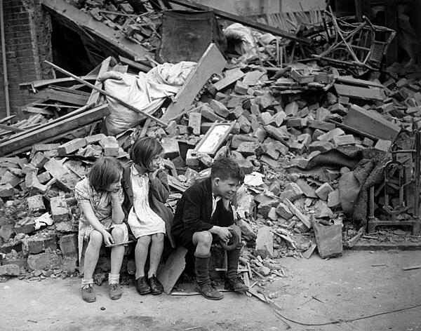Children in the East End of London, made homeless by the Blitz