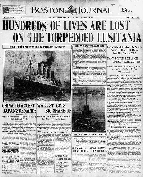 The Lusitania Sunk