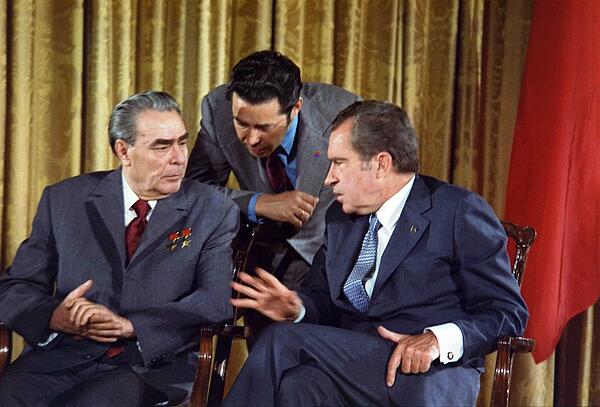 President Richard Nixon (right), and Leonid Brezhnev (left), 19 June 1973, U.S