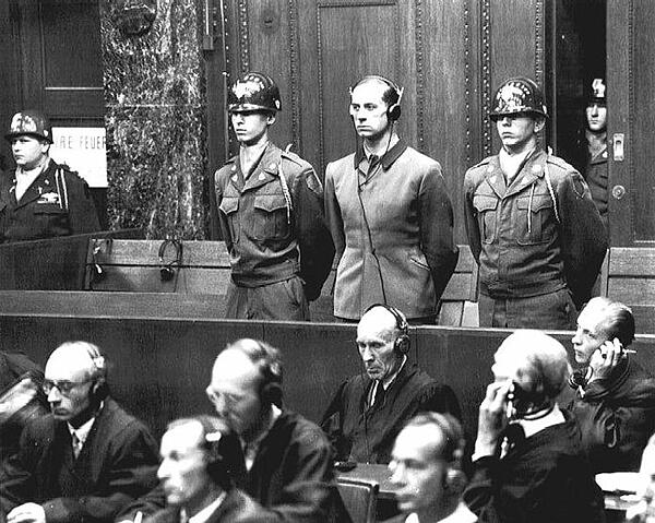 Death by hanging is pronounced by a U.S. War Crimes Tribunal at Nuremberg upon Adolf Hitler's personal physician, 43-year old Karl Brandt.
