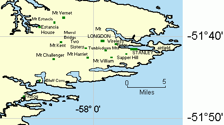 Map of East Falkland