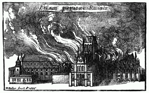Wenceslaus Hollar, Old St Paul’s Cathedral in Flames during the Great Fire of London